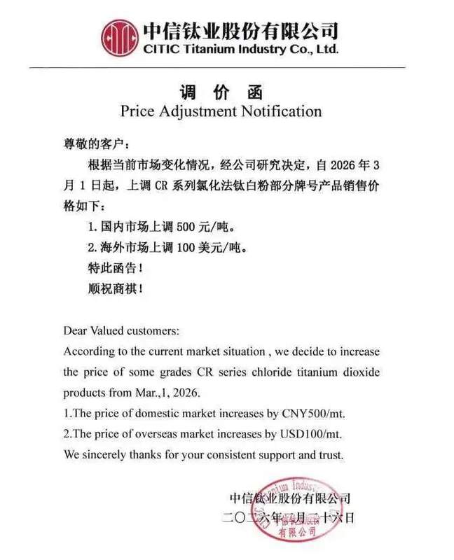  宜宾、祥海、中信宣涨 钛白粉全线提价 化工涨价潮已势不可挡 新闻 宜宾、祥海、中信宣涨 钛白粉全线提价 化工涨价潮已势不可挡 新闻